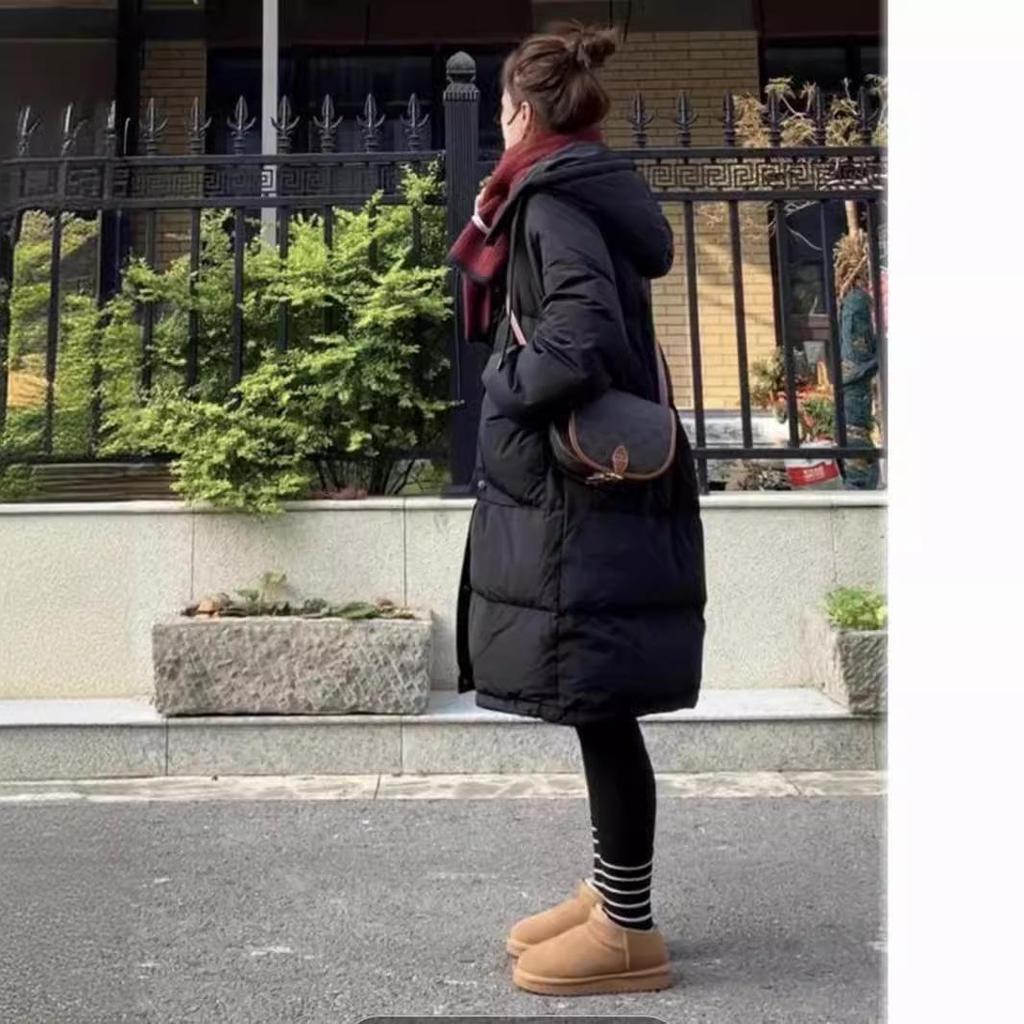 Women's Mid-Length Hooded White Duck Down Jacket - 2024 Winter Collection, Plus Size Available