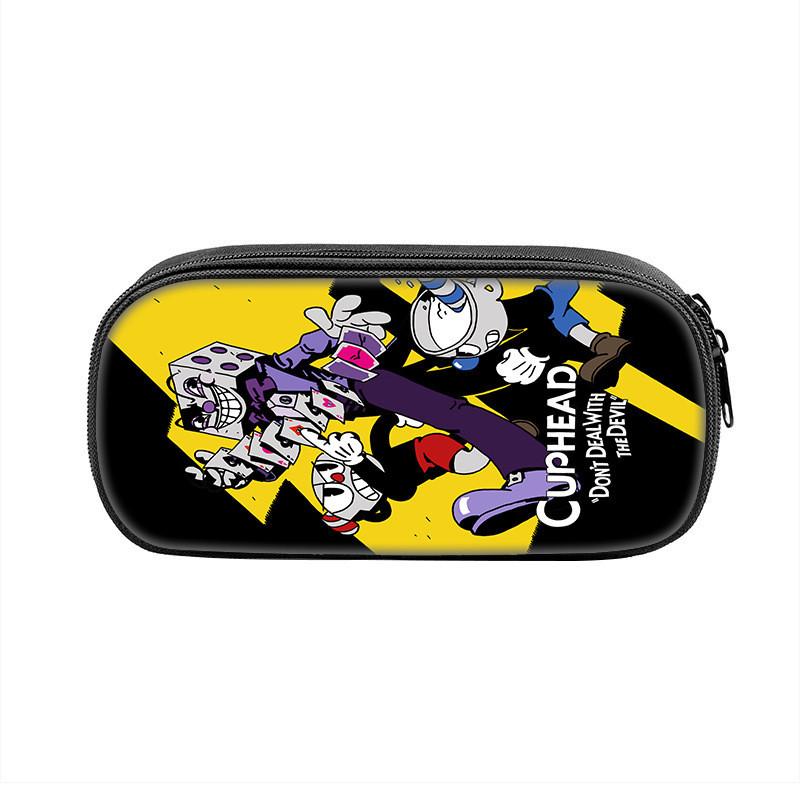 Cuphead Cartoon Pen Case Nylon Storage Pouch For Students And Kids