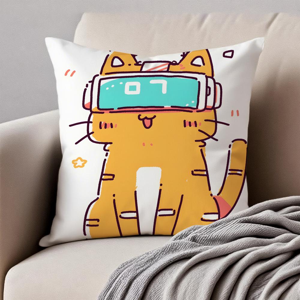 Countrystyle Adorable Animal Illustrations Cushion Cover Pillowcase Antidustmite Invisible Zipper Short Plush Sofa Cushion