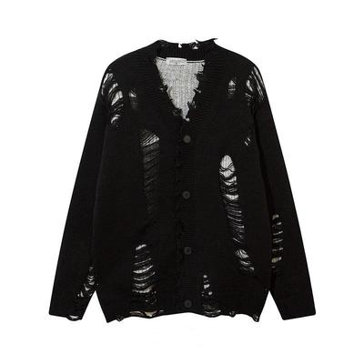 סוודר קרדיגן סרוג לגברים בסגנון היפ-הופ אוברסייז לסתיו ולחורף