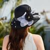 New hat women's summer beads fashionable versatile retro elegant flower temperament sunshade sunscreen cool hat top hat