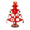Wooden Xmas Tree DIY Kit Desktop Holiday Decor with Hanging Ornaments for Home Store Window Small Xmas Tree Red