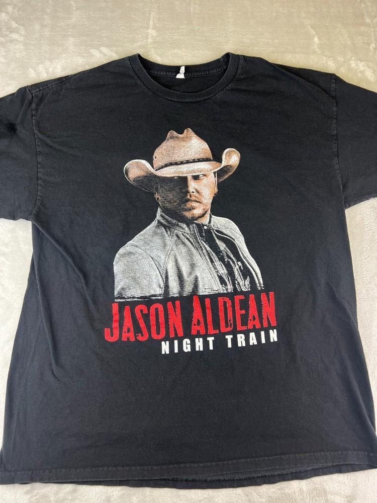

Vintage Jason Aldean Shirt Adult XL Country Night Train Tour Short Sleeve Black Unisex T-Shirt S