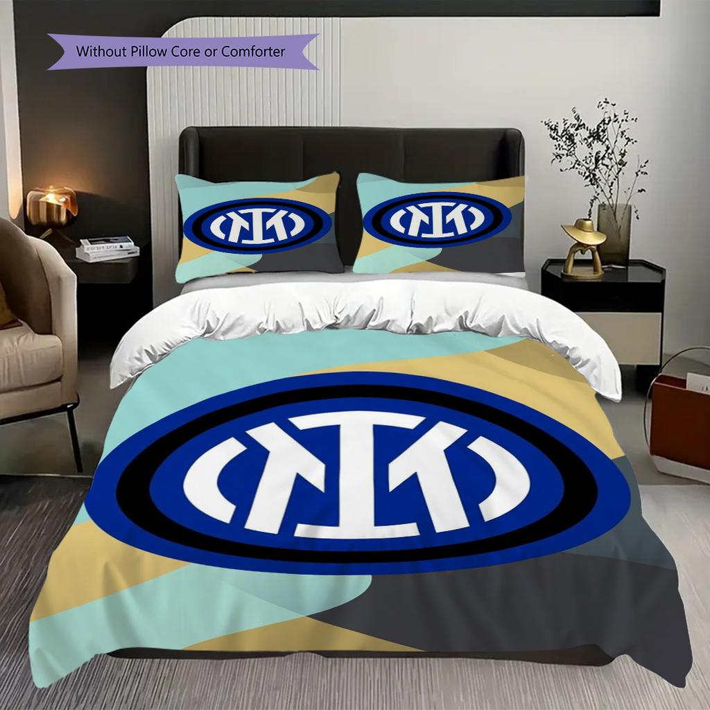 Emblema Inter Milan Sfondo Astratto Set da tre pezzi (1 * copripiumino + 2 * federa, senza nucleo) Copripiumino e federa Set biancheria da letto