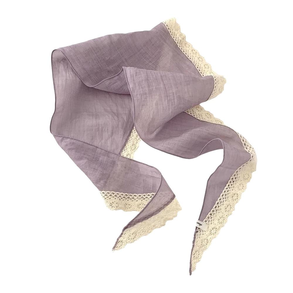 Ribbon Style Headscarf Solid Neckerchief Gifts Shawl Wrap  Women фиолетовый