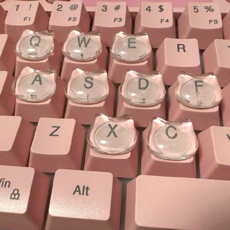 20pcs Glass Like Clear Cats Face Keyboard Top Quick Installation & Reusable Caps Protect Manicures While Typing
