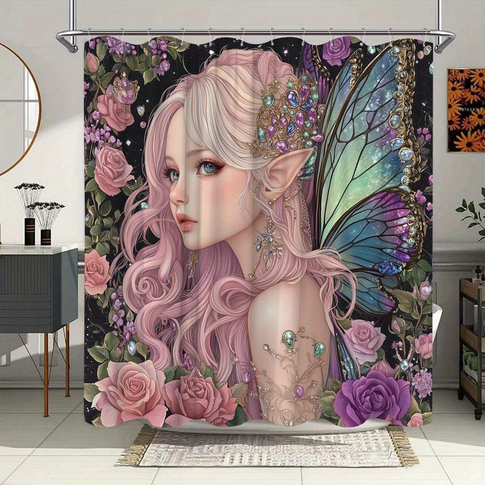 

Magical Fairy Shower Curtain -Waterproof,Mildew-Resistant With Enchanting Fantasy Design For A Dreamy And Elegant Bathroom Decor W60H190(CM)-1 Pcs