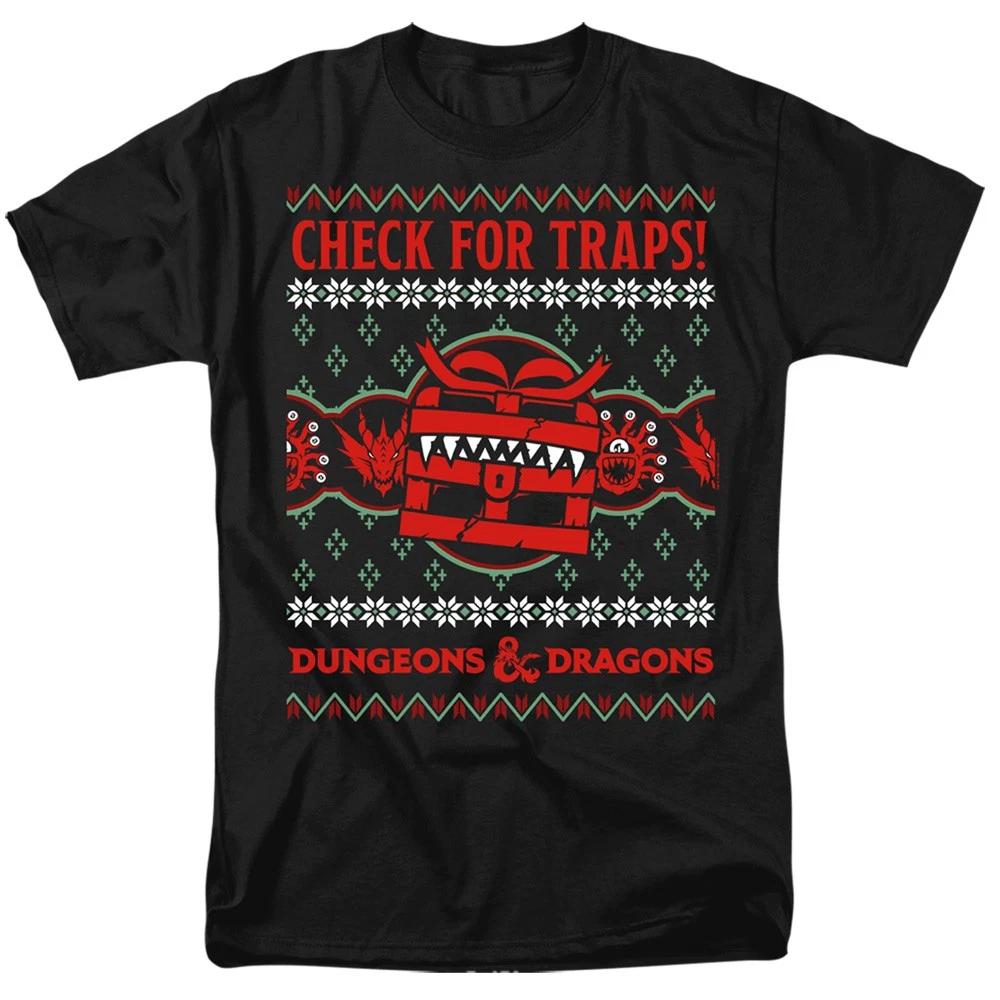 Dungeons And Dragons Check For Traps Ugly Christmas Adult Unisex T-Shirt Black L