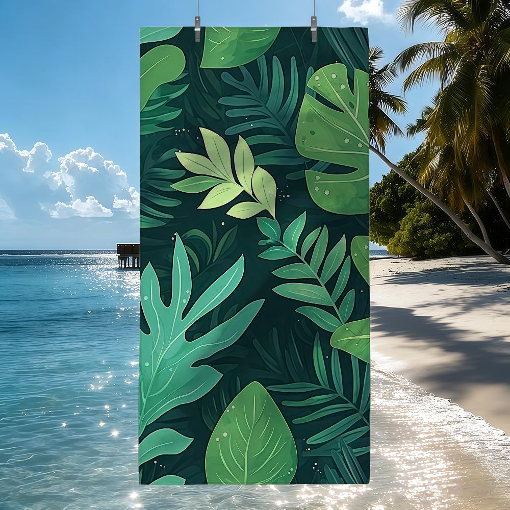 Island Vibes Tropical Leaf-Print Towel Quick Drying Beach Towels Are Suitable For Swimming Pools Camping Yoga And The Gym