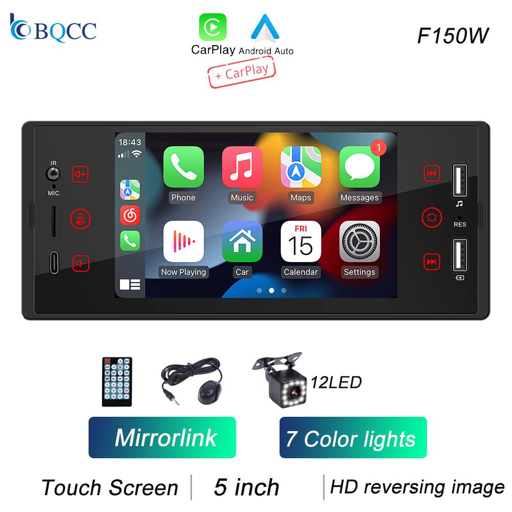BQCC I Din 5" IPS HD screen car MP5 player with wired/wireless carplay Android auto mirrorlink BT FM USB multimedia car radio