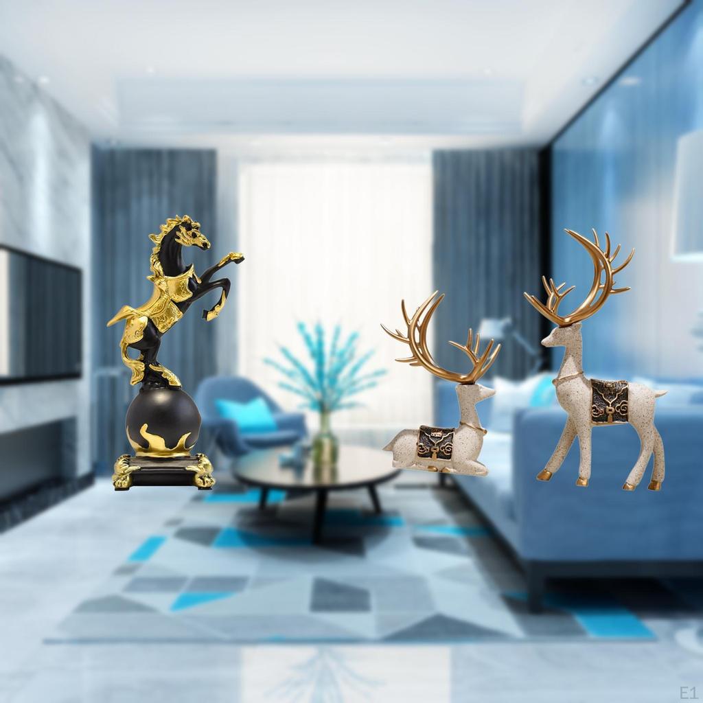 Horse Figurine Modern Statue Collection Sitting Standing Deer Statues Ornaments Home Decor for