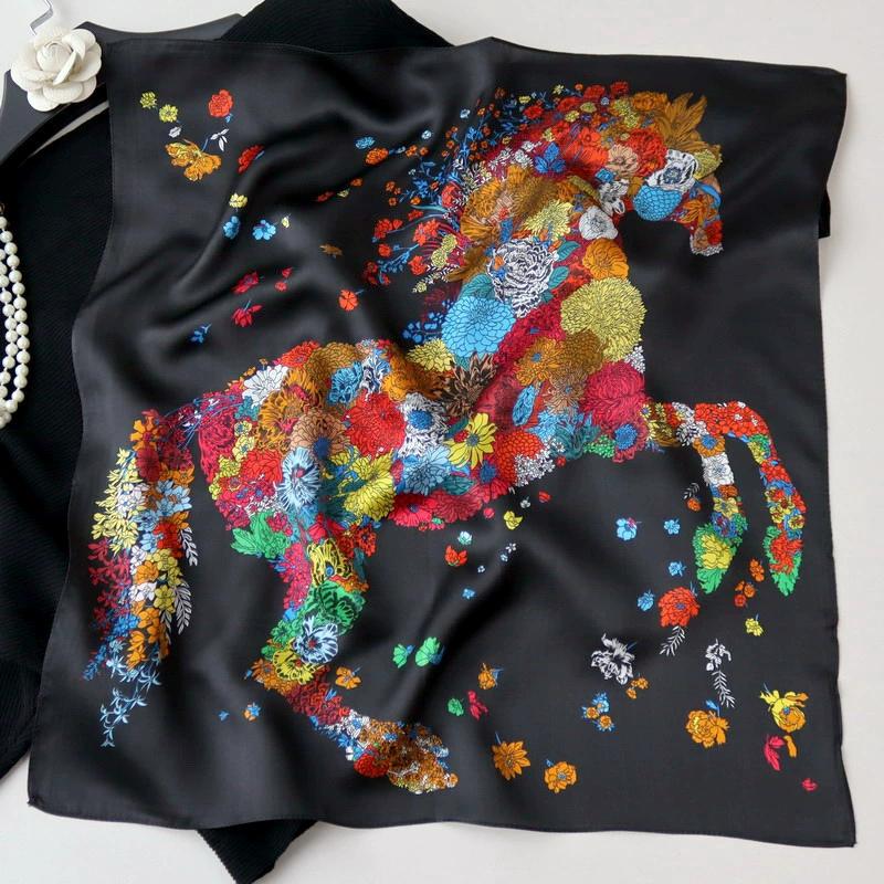 

Spring Romantic French Style Silk Scarf Women Decorative 53Cm Mulberry Silk Square Neckerchief Foulard Luxury Bufanda 53x53cm