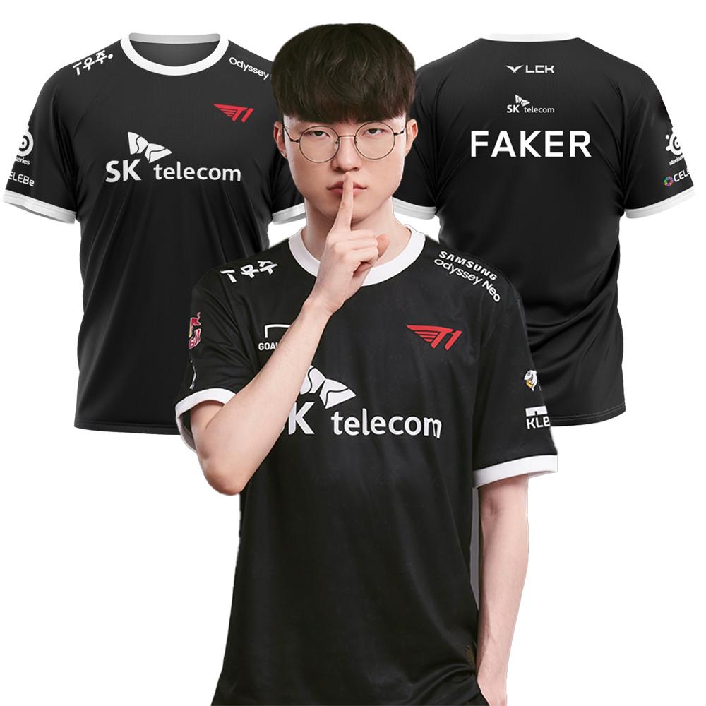 League Of Legends World Finals SKT T1 T Shirt LOL Games Esports Team Uniform T-shirt MSI Faker Zeus Fan Support Boys Jersey