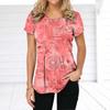 Summer Round Neck 3D Floral Patchwork Print T-shirts Fashionable Casual Short Sleeved Women's T-shirts