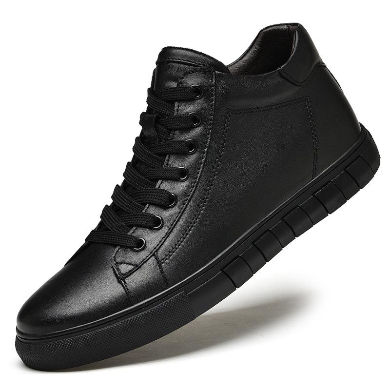 Men s High-Top White Cowhide Board Shoes with Velvet Lining - Trendy Casual Korean Style 42