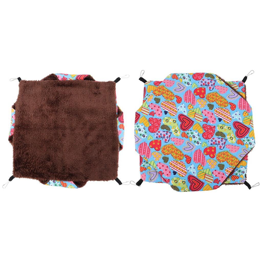 Soft Warm Pet Hamster Hammock Hanging Bed Pet Blanket for Small Animals(Peach Heart L)