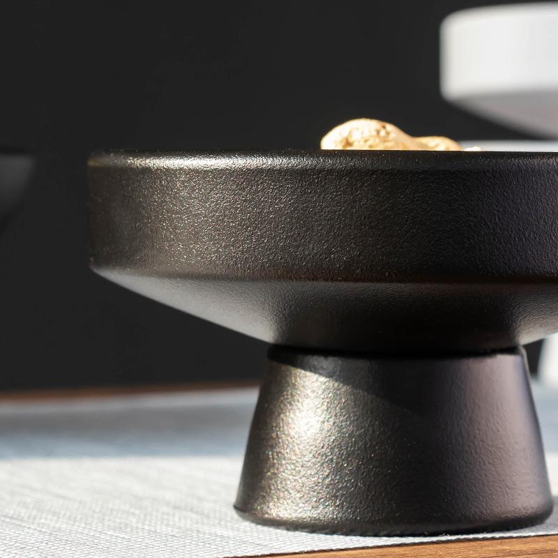 Chinese Style High Footed Fruit Tray Ceramic Tray Living Room Fruit Ornament Decoration Tray Tea and Snack Tray Decoration Tray