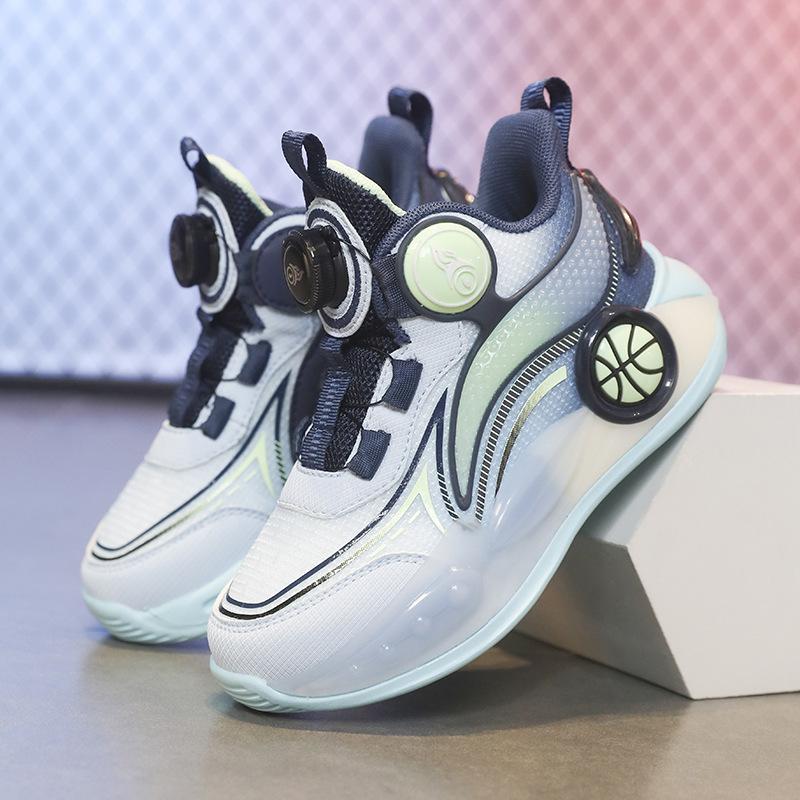 Children's Basketball Shoes Spring New Combat Wear-resistant Shock-absorbing Running Shoes Medium Older Children Breathable Non-slip Boys Sports Shoes