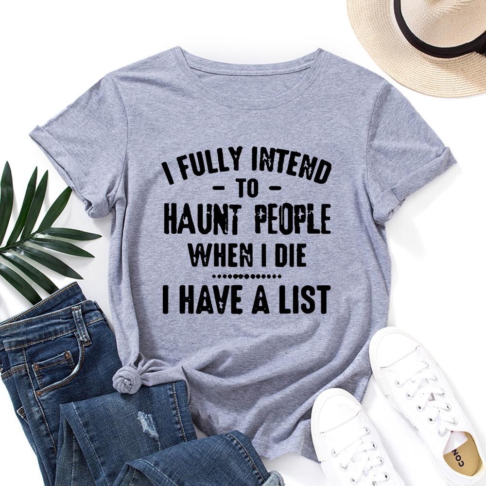 

I FULLY INTEND Cotton T-Shirt Short Sleeve Round Neck Women 2d Print Tops S