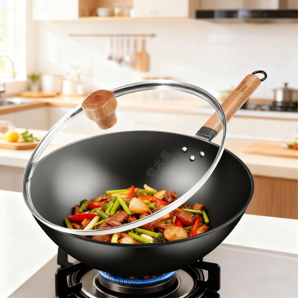 COOKER KING Traditional Handmade Iron Pans High Quality Wok Pot Non-stick Kitchen Uncoated