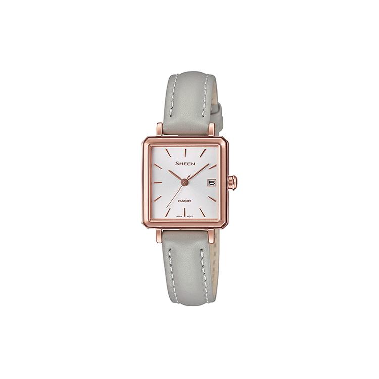 CASIO Women s SHEEN White Watch SHE-4537GL-7AUPRD Gray Strap