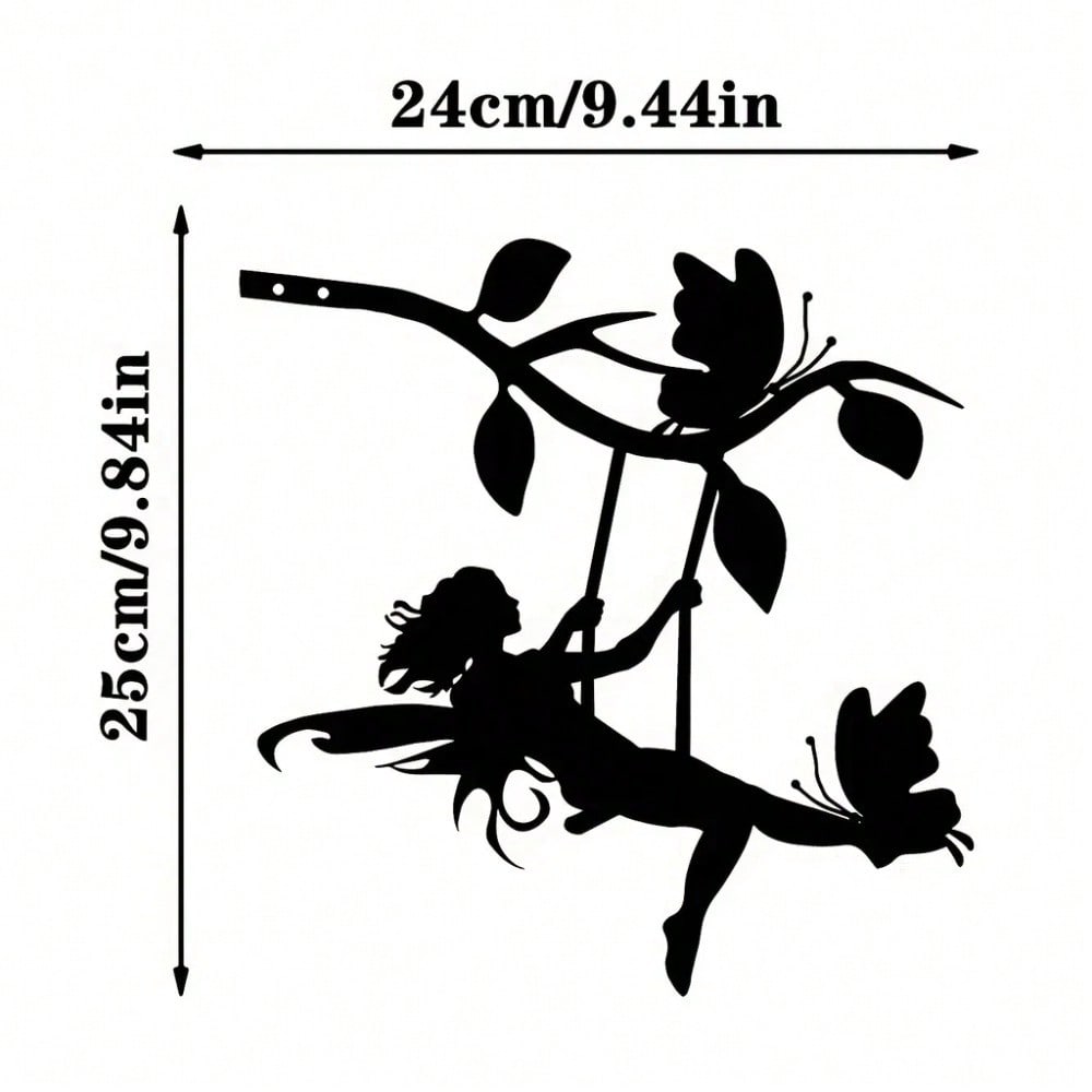 Swing Elf Metal Wall Art 1pc Rust Black Garden Yard Patio Statue Outdoor Decor