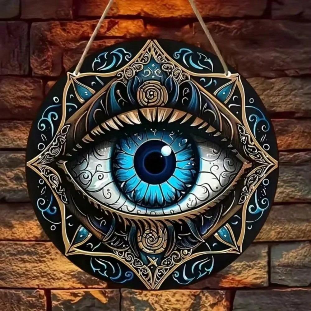 Vintage Bohemian Evil Eye Tin Sign Embossed Wall Decor Limited Edition