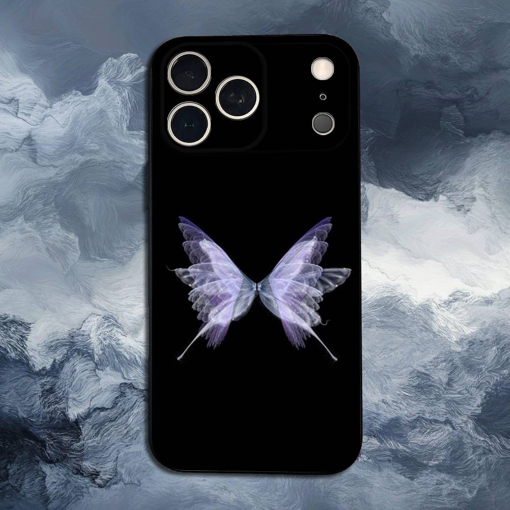 Ins Retro Butterfly Phone Case For iPhone 15,14,13,17,16,12,11,Plus,Pro Max,XS,X,Mini,8,7,XR,SE,Soft Silicone Black