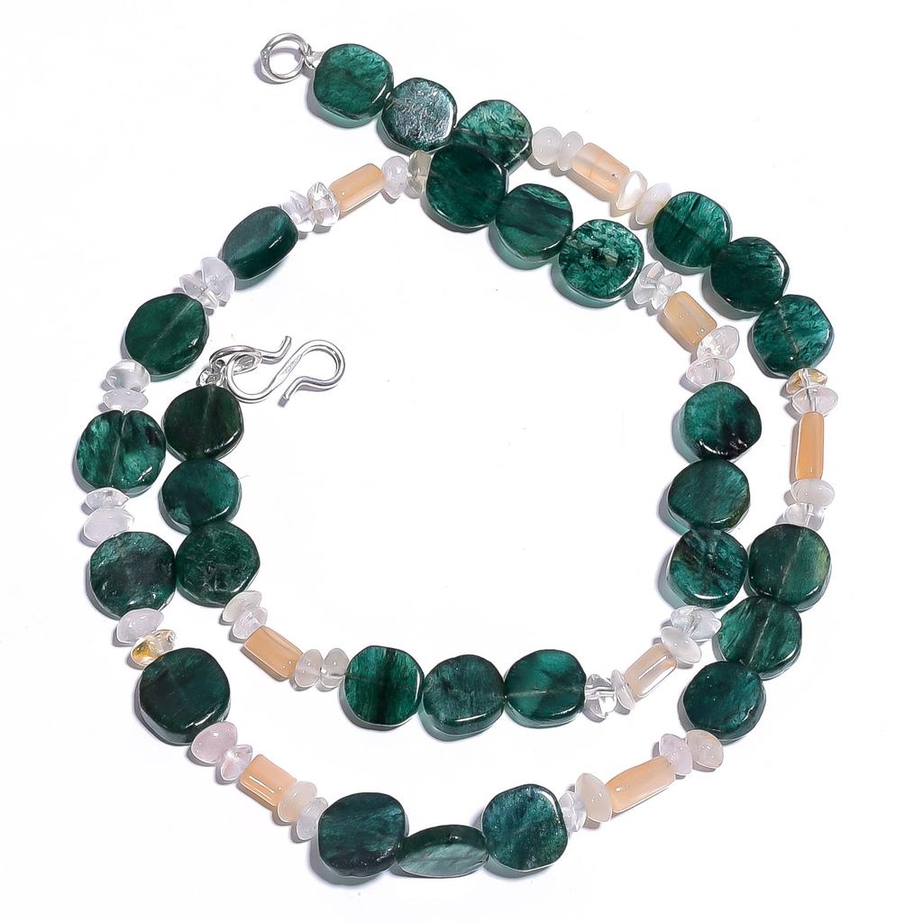Natural Green Aventurine Crystal Gemstone Smooth Beads Necklace 17" UB-4389 UB-4389
