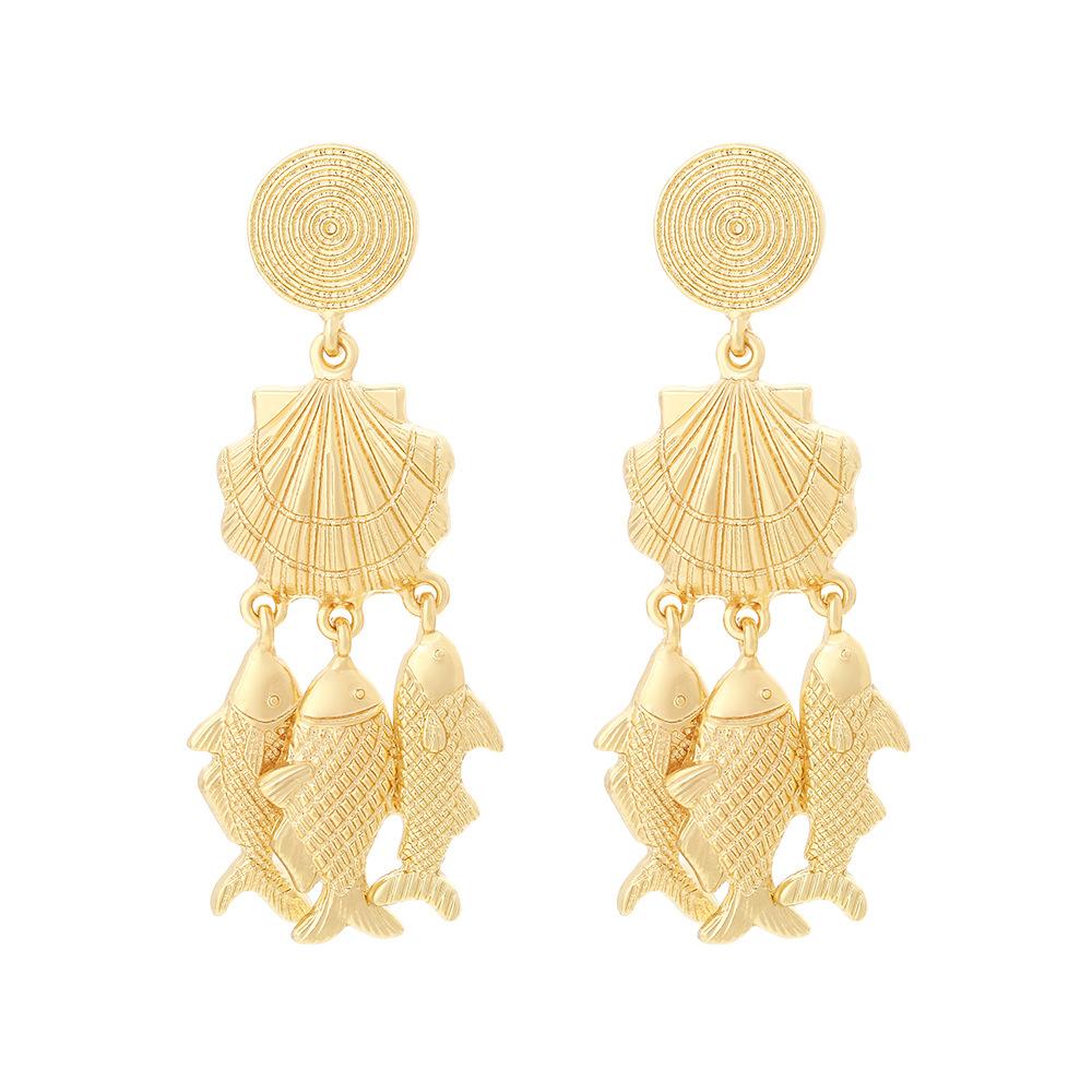 

Metal Shell Conch Dangle Earrings for Women New Simple Trend Design Zircon Party AccessoriesZAA золотий