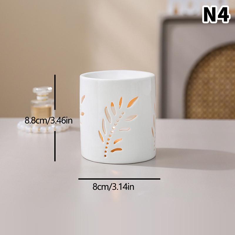 White Ceramic Incense Burner Candle Essential Oil Aromatherapy Diffuser Hollow Heating Stove Middle East Home Decor Ornament