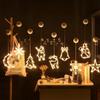 LED Christmas Suction Cup String Lights Battery Box Transparent Deer Bell Snowflake Christmas Tree Colored Lights Holiday Decoration Lights