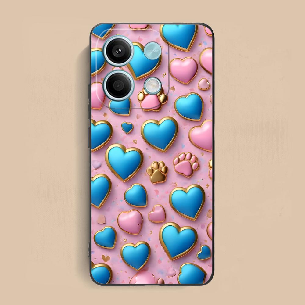 Y2K Glowing Hearts Mobile Phone Case for Xiaomi Redmi 15 14 13 12 A5 3 2 1 C Plus 4G 5G Colorful Printing Cover Cover Luxury