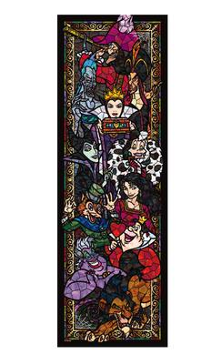 Tenyo In Stained Art Gyutto Series Jigsaw Puzzle Disney Villains Stained Glass with Service Card (Tenyo) [Made Japan] 456-Piece (18.5x55.5cm)