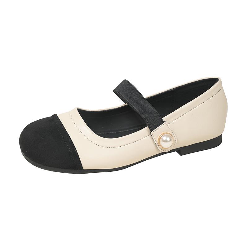

Plus Size Spring/Autumn Mary Jane Flat Shoes - Round Toe, Fragrant Style, Soft Sole Loafers 37 абрикосовый/чёрный