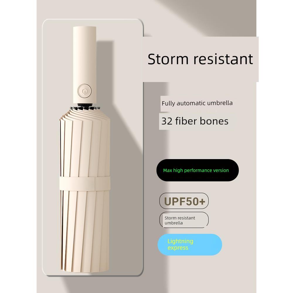 Umbrella for Women, Dual-Use for Sun and Rain, 192 Ribs, Fully Automatic Umbrella for Men and Women, Dual-Use for Sun and Rain, Sun Protection, Uv