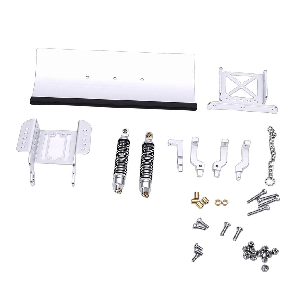 1 18 RC Metal Snow Plow Replacement for TRX4M RC Crawler Car Snow Shovel Alloy Shock Absorption Silver