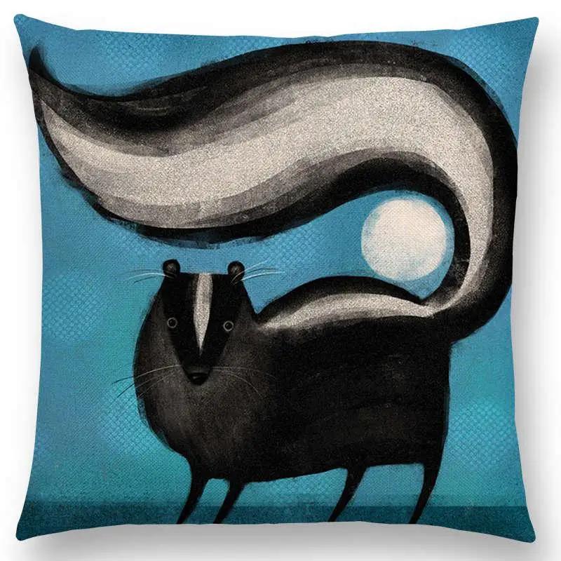 Abstract Fantasy Animals Painting Sofa Throw Pillow Case Dachshund Owl Cat Dog Squirrel Rabbit Fox Elephant Cushion Cover