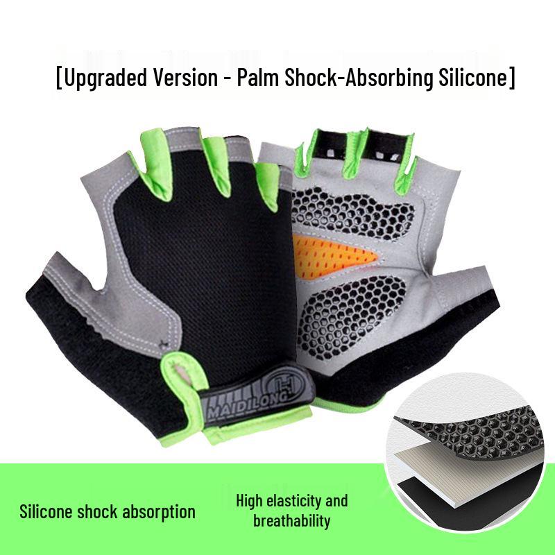 Unisex Half Finger Cycling Gloves with Silicone Grip for Shock Absorption, Anti-Slip, Ideal for Summer, Fishing, and Mountain Climbing.