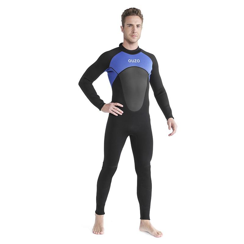 3mm Diving Suit Thickened Swimsuit Snorkeling Surfing Men's Long-sleeved Pants One-piece Wet