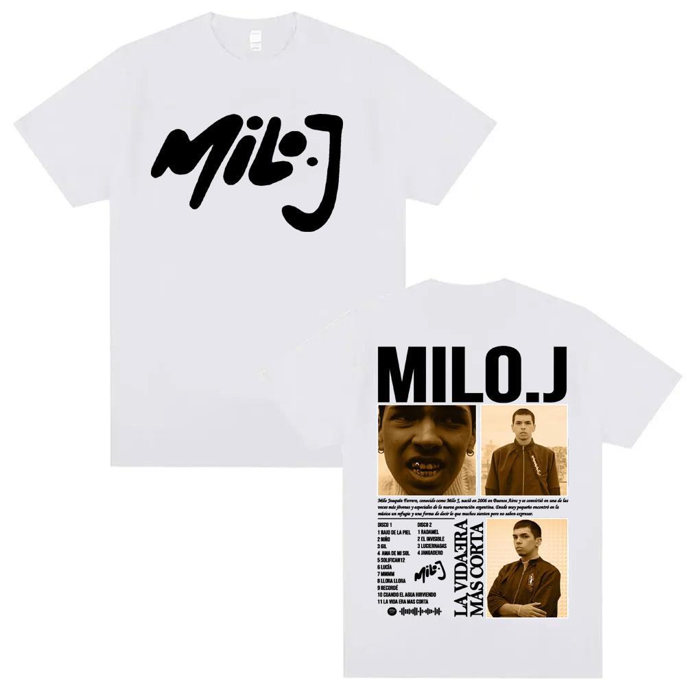 Rapper Milo J La Vida Era Mas Corta New Album Tshirts Men Women Fashion Summer Short Sleeve T Shirt Oversized 100 Cotton Shirt