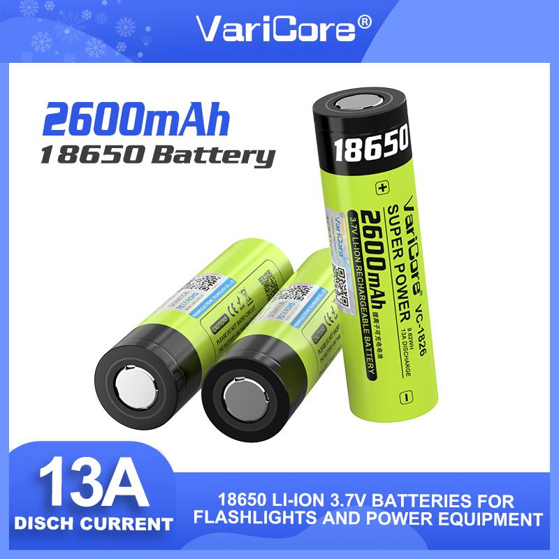 VariCore VC-1826 18650 3.7V 2600mAh High Capacity High Drain 13A Rechargeable Lithium Battery  for DIY/RC/Drill