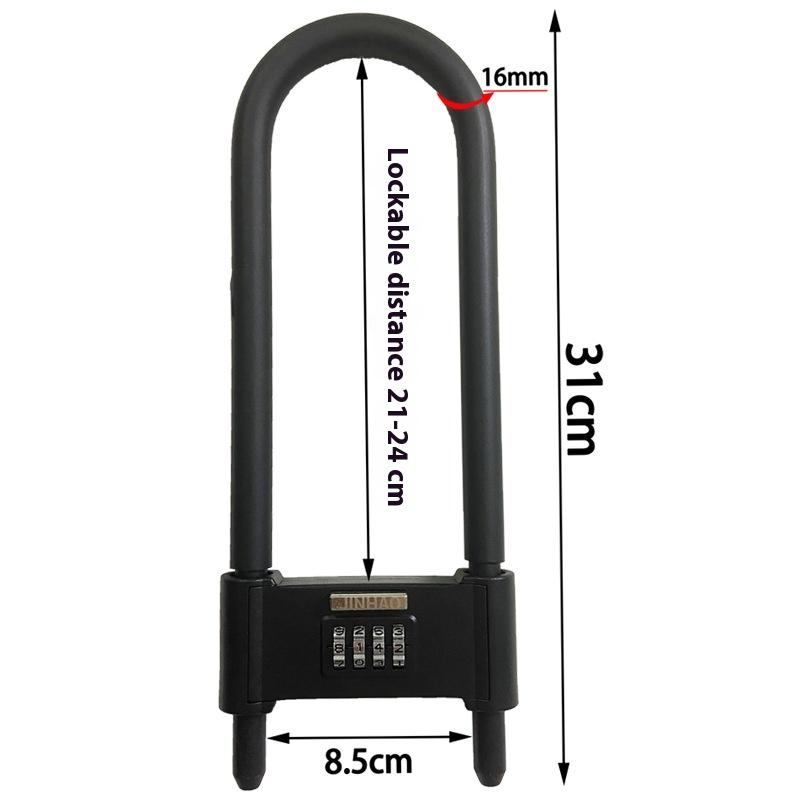 All Metal U-Lock Password Door Lock Secure Password Lock for Electric vehicle Bicycles Anti-Theft Anti-Pry Anti-Cut
