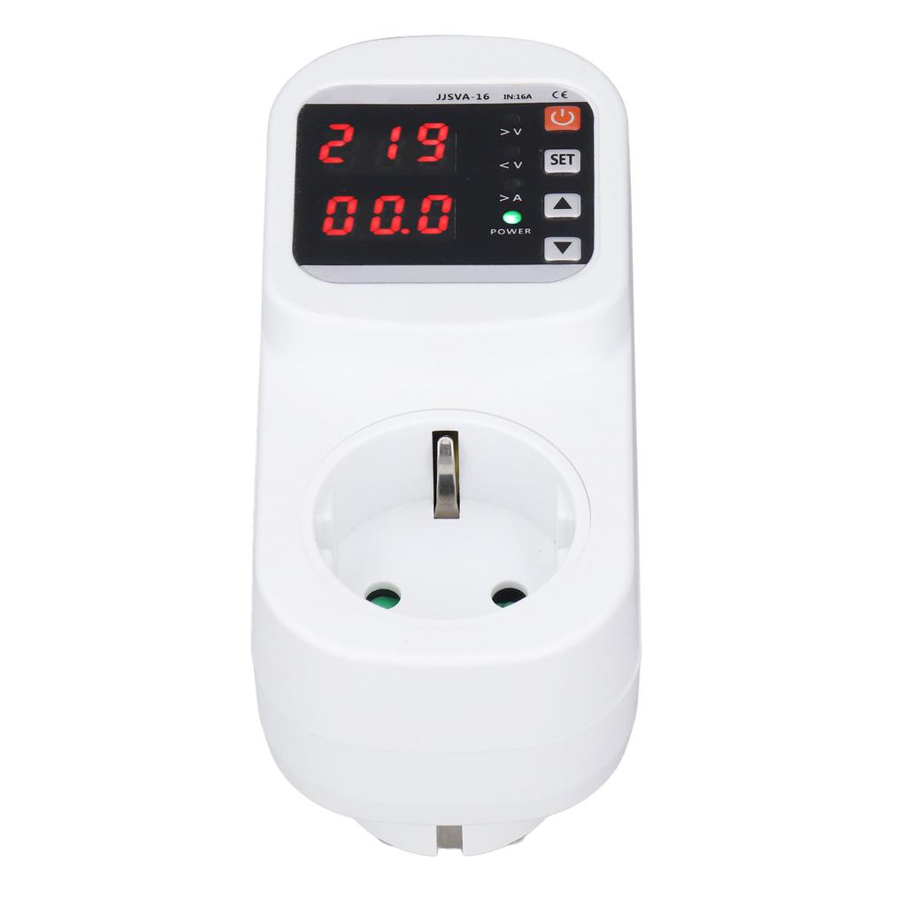 Voltage Current Protector Outlet 16A 140?210V 230?300V Adjustable Plug In Surge Protector with LED