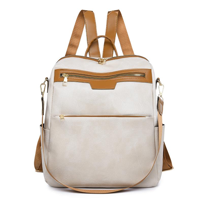 

Рюкзак из искусственной кожи, женский дорожный рюкзак с кисточками и цветными блоками, большая вместительная компьютерная сумка, студенческая школьная сумка белый