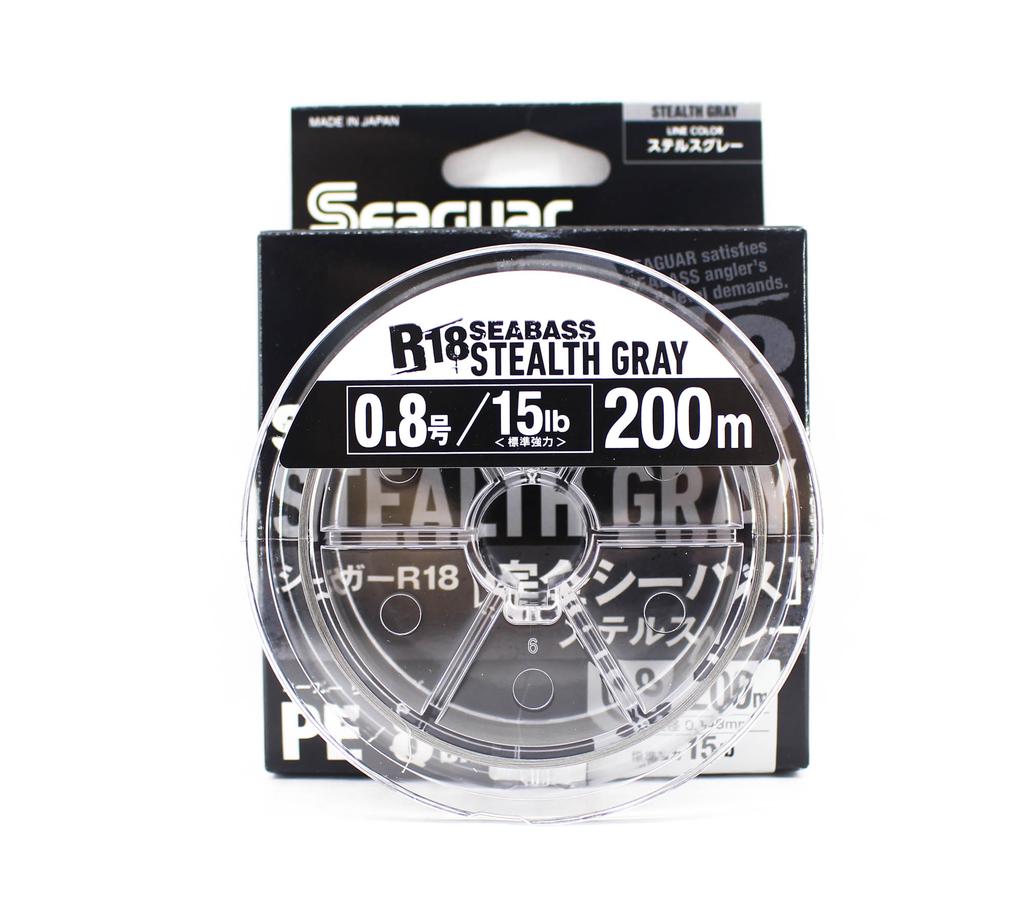 Seaguar PE-Schnur R18 Seabass 200 m Größe 0,8 15 lb Stealth Grau (8290)