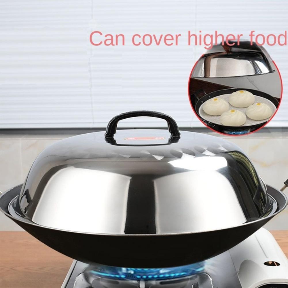 Universal Cooking Wok Pan Lid Stainless Steel Frying Pan Cover Big Pot Lid Kitchen Accessories