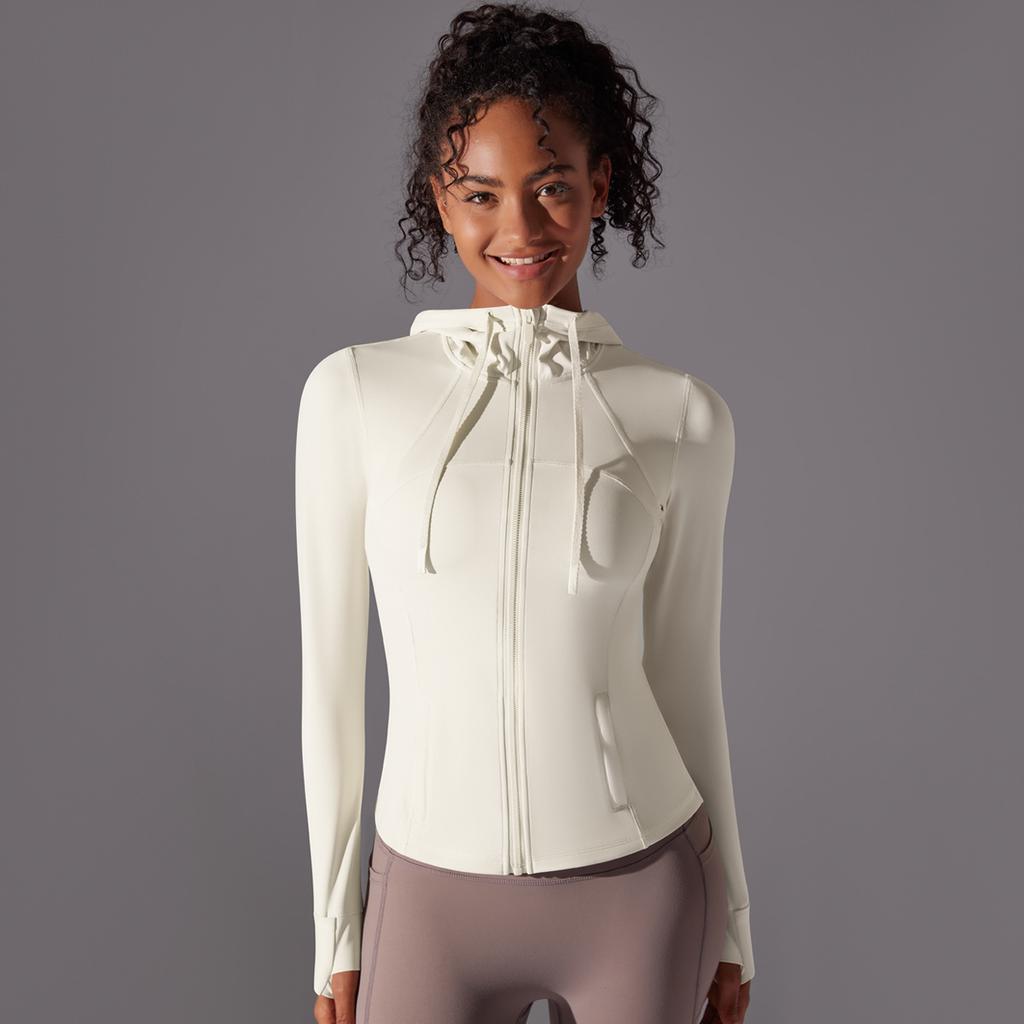 Outdoor Sun Protection Clothes, Tight Fitting Sports Running Fitness Tops, Yoga Clothes, UV Resistant Breathable Hooded Zipper Jacket