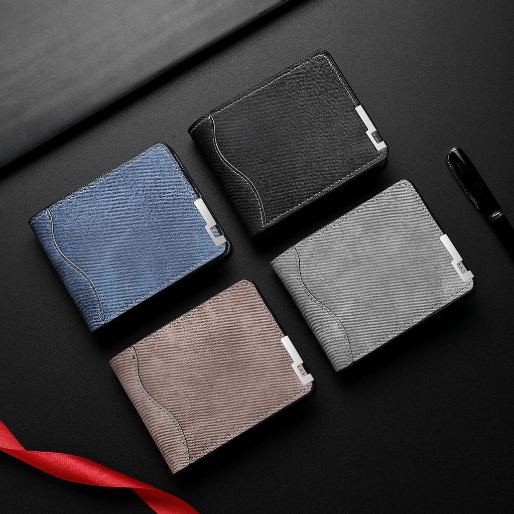 Ultra Thin Wallet Lightweight Men'S Short Wallet Driver License Wallet Retro For Gifts For Men Commuting Travel Money Bag