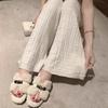 Suding Home "Mao Mao Tuo" Summer Gentle Fashion Versatile Premium Sense Flat Bottom One Word Plush Cotton Slippers Women's New